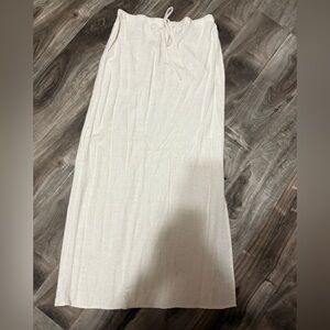 Song of Style Cream Drawstring Linen-Blend Maxi Skirt